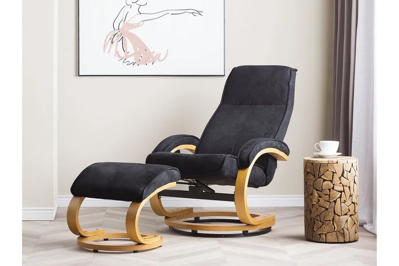 Hero Hvilstol med fotskammel - Svart - Møbler - Stoler & lenestoler - Lenestoler - Massasjestol