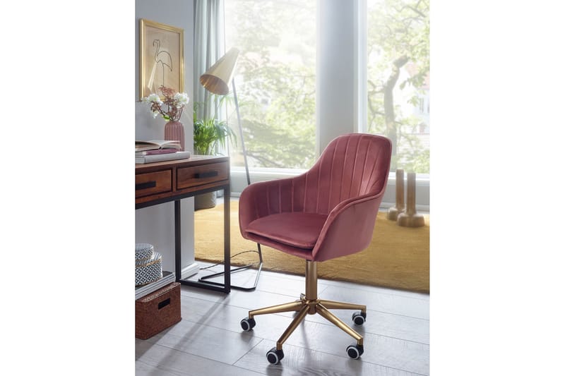 Hubdam kontorstol - Rosa/Gull - Møbler - Stoler & lenestoler - Kontorstol & skrivebordsstol