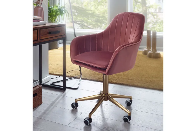 Hubdam kontorstol - Rosa/Gull - Møbler - Stoler & lenestoler - Kontorstol & skrivebordsstol