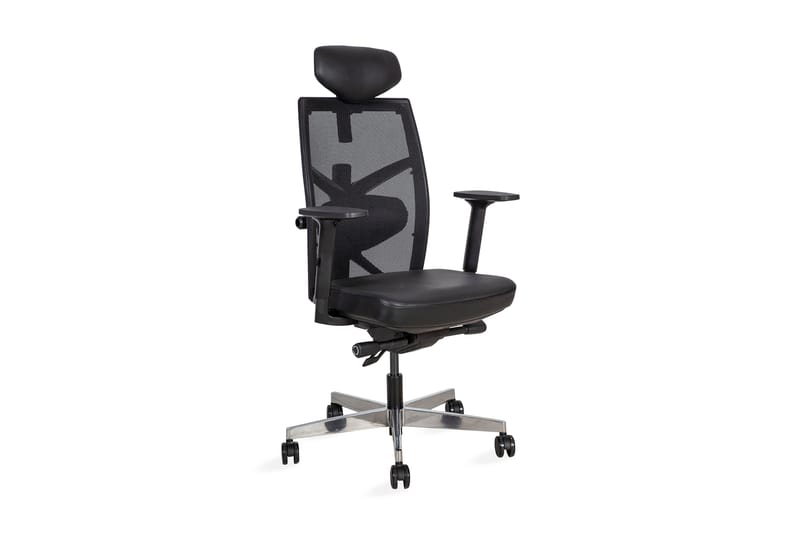 Kontorstol Tune 70x70xh111-128 cm Sete: Lær - Svart - Møbler - Stoler & lenestoler - Kontorstol & skrivebordsstol