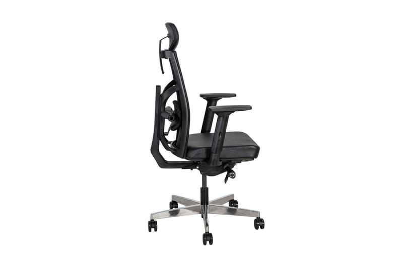 Kontorstol Tune 70x70xh111-128 cm Sete: Lær - Svart - Møbler - Stoler & lenestoler - Kontorstol & skrivebordsstol