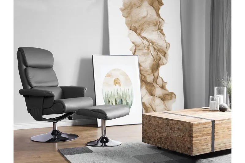 Legend Hvilstol med fotskammel - Grå - Møbler - Stoler & lenestoler - Lenestoler - Massasjestol