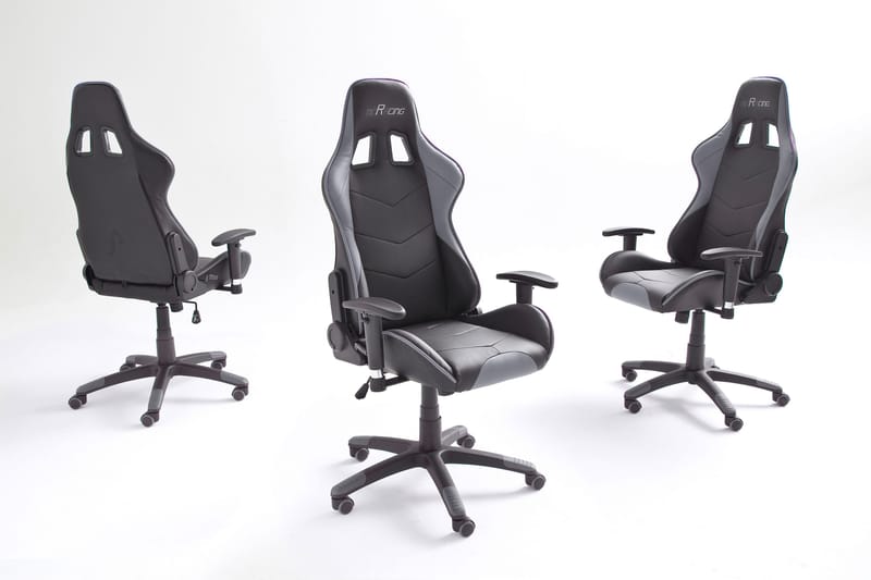 Racing Gamingstol - PU Svart/Grå - Kontorstol & skrivebordsstol - Ergonomisk gamingstol - Gaming stol