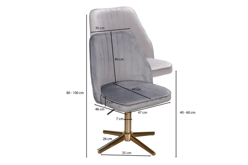Willowdale kontorstol - Grå / Gull - Møbler - Stoler & lenestoler - Kontorstol & skrivebordsstol