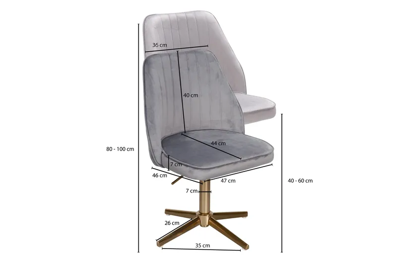 Willowdale kontorstol - Grå / Gull - Møbler - Stoler & lenestoler - Kontorstol & skrivebordsstol