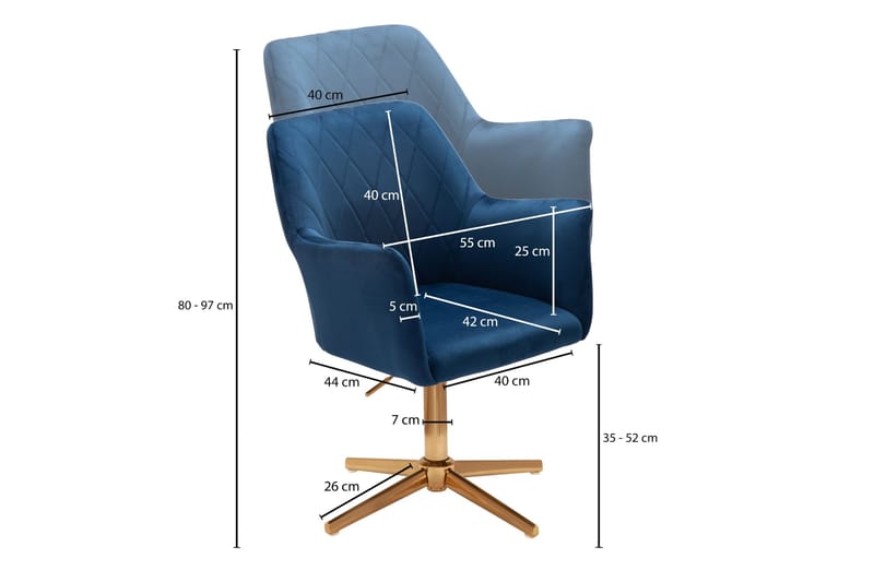 Willowdale kontorstol med armlener - Mørkeblå / gull - Møbler - Stoler & lenestoler - Kontorstol & skrivebordsstol