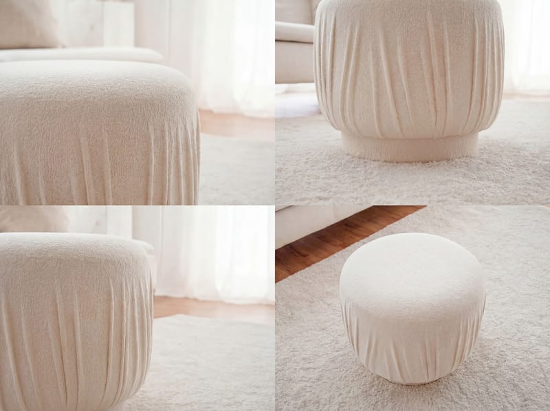 Älven rund sittepuff 50 cm i stoff - lys krem - Møbler - Stoler & lenestoler - Krakk - Puff