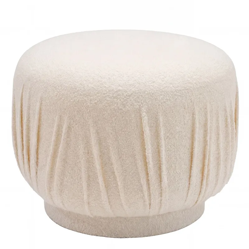 Älven rund sittepuff 50 cm i stoff, lys krem