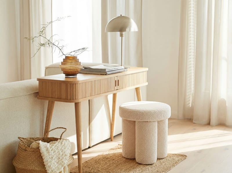 Ölvik rund sittepuff 40 cm i teddystoff - lys krem - Møbler - Stoler & lenestoler - Krakk - Puff