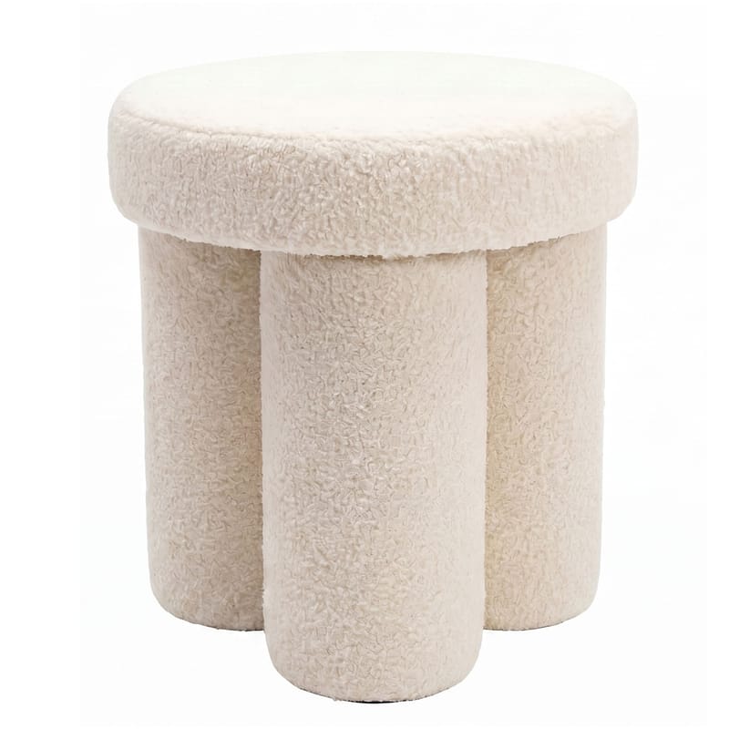 Ölvik rund sittepuff 40 cm i teddystoff - lys krem - Møbler - Stoler & lenestoler - Krakk - Puff