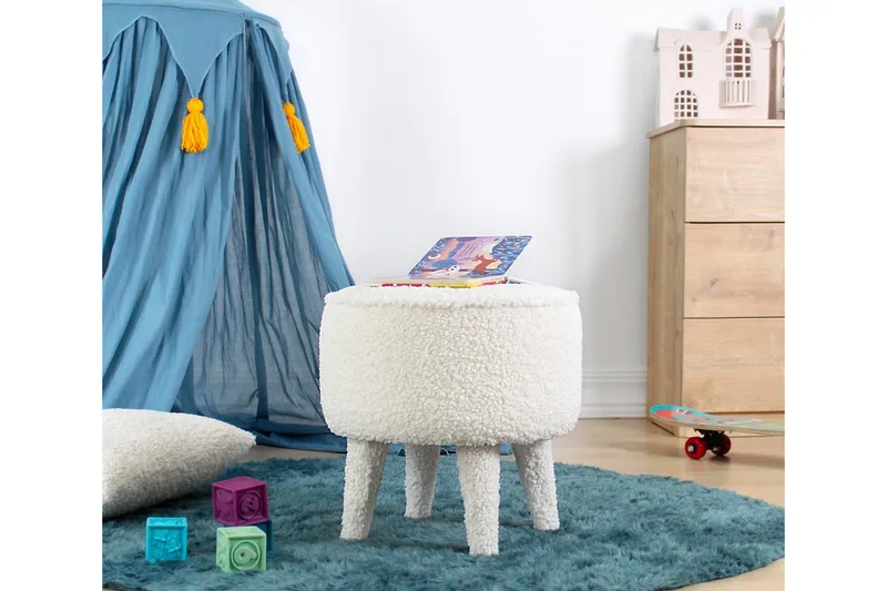 Anaro Sittepuff Rund - Hvit - Møbler - Stoler & lenestoler - Krakk - Puff