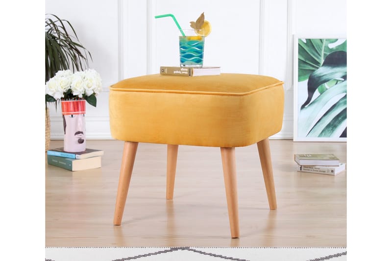 Anaro Sittepuff 45 cm Rektangulær - Gul - Møbler - Stoler & lenestoler - Krakk - Puff