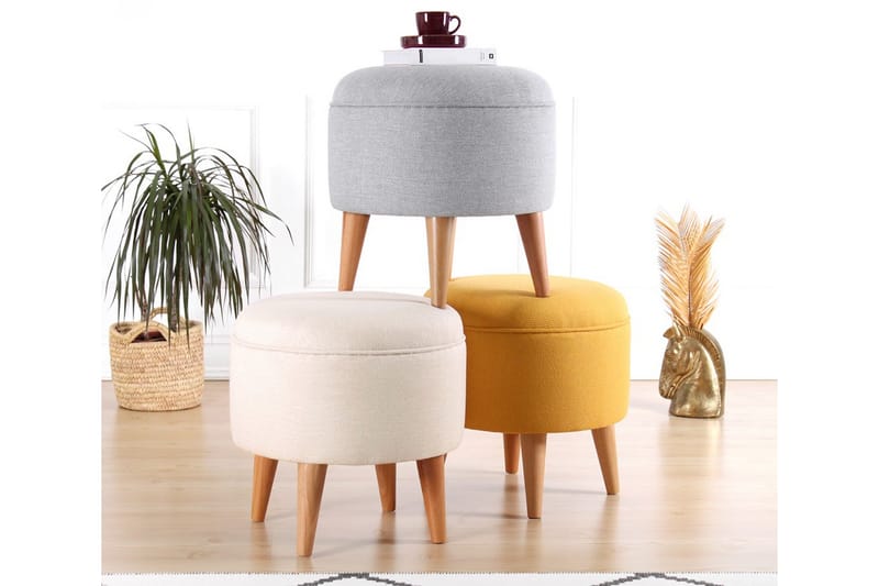Anaro Sittepuff Rund - Beige - Møbler - Stoler & lenestoler - Krakk - Puff