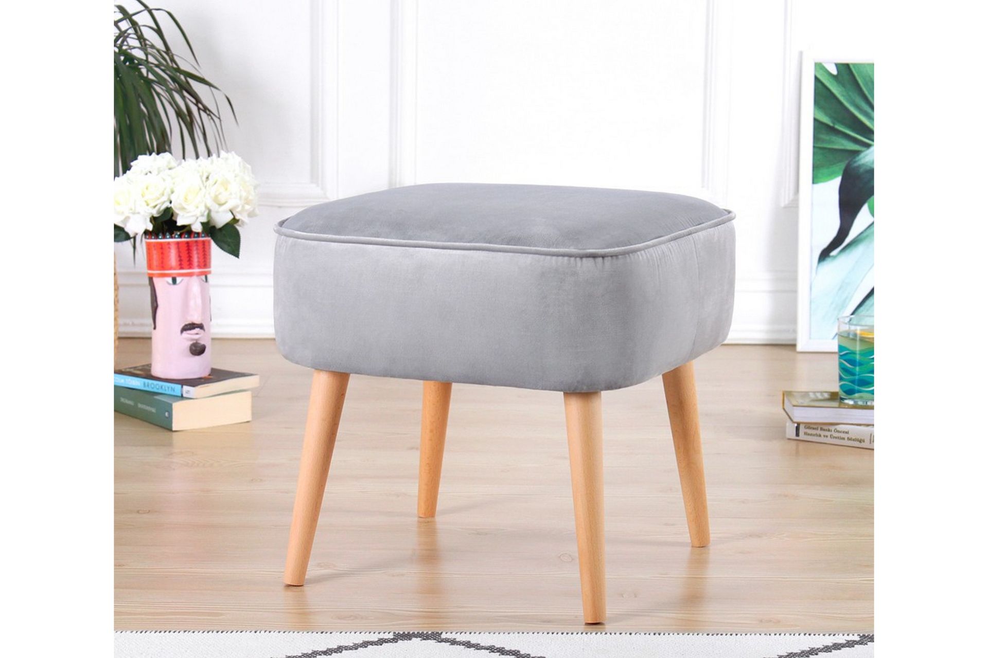 Anaro Sittepuff 45 cm Rektangulær - Lys grå - Møbler - Stoler & lenestoler - Krakk - Puff