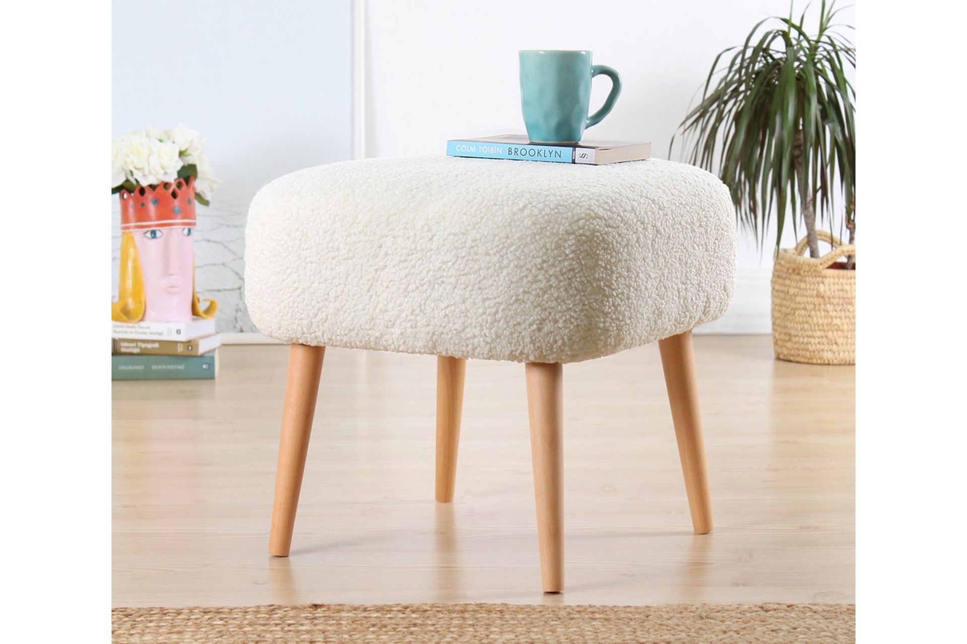 Anaro Sittepuff 45 cm Rektangulær - Hvit - Møbler - Stoler & lenestoler - Krakk - Puff