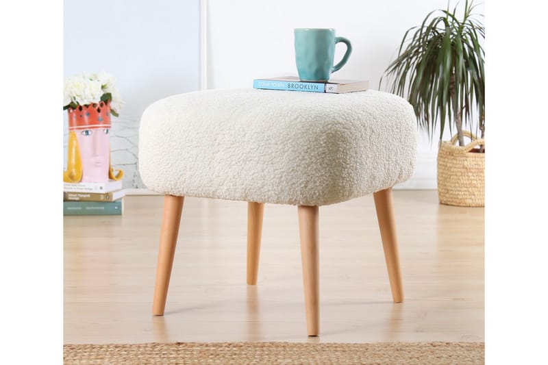 Anaro Sittepuff 45 cm Rektangulær - Hvit - Møbler - Stoler & lenestoler - Krakk - Puff