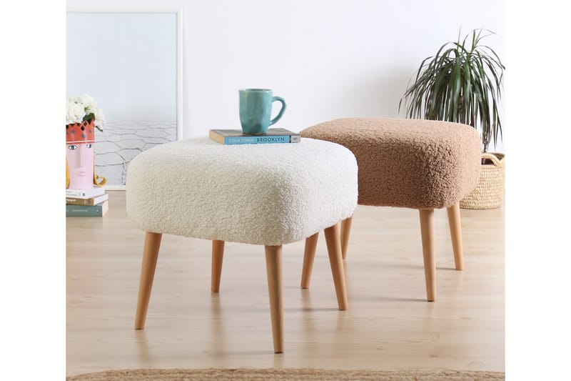 Anaro Sittepuff 45 cm Rektangulær - Hvit - Møbler - Stoler & lenestoler - Krakk - Puff