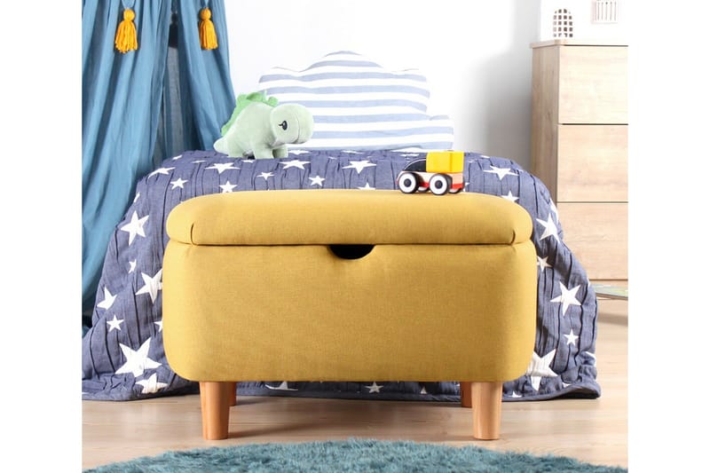 Anaro Puff 61 cm Rektangulær - Gul - Møbler - Stoler & lenestoler - Krakk - Puff - Sittepuff med oppbevaring