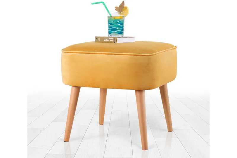 Anaro Sittepuff 45 cm Rektangulær - Gul - Møbler - Stoler & lenestoler - Krakk - Puff