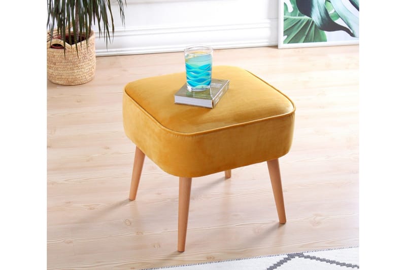 Anaro Sittepuff 45 cm Rektangulær - Gul - Møbler - Stoler & lenestoler - Krakk - Puff