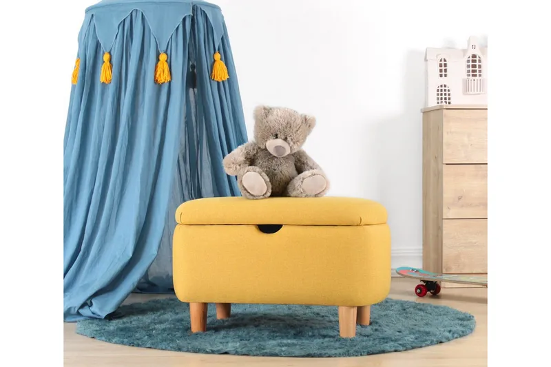 Anaro Puff 61 cm Rektangulær - Gul - Møbler - Stoler & lenestoler - Krakk - Puff - Sittepuff med oppbevaring