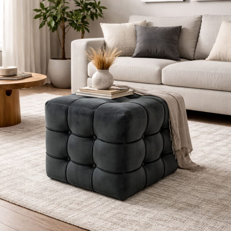 Ameias Sittepuff 42 cm - Grå - Møbler - Stoler & lenestoler - Krakk - Puff