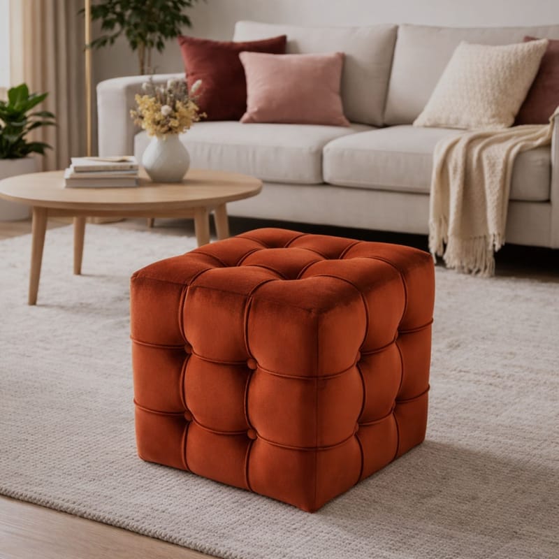 Ameias Sittepuff 42 cm - Oransje - Møbler - Stoler & lenestoler - Krakk - Puff