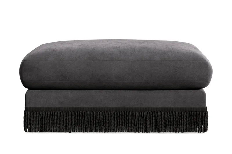 Arken Lyx Rektangulær Fotskammel i fløyel, Mørkegrå
