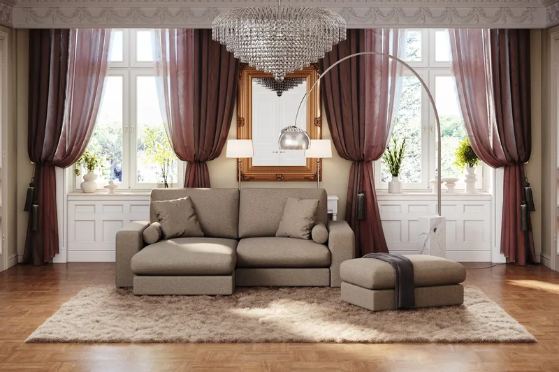 Arken Lyx Rektangulær Fotskammel i stoff - Brun - Møbler - Stoler & lenestoler - Krakk - Fotskammel