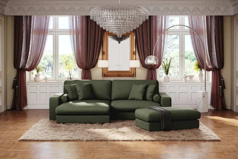 Arken Lyx Rektangulær Fotskammel i stoff - Grön - Møbler - Stoler & lenestoler - Krakk - Fotskammel