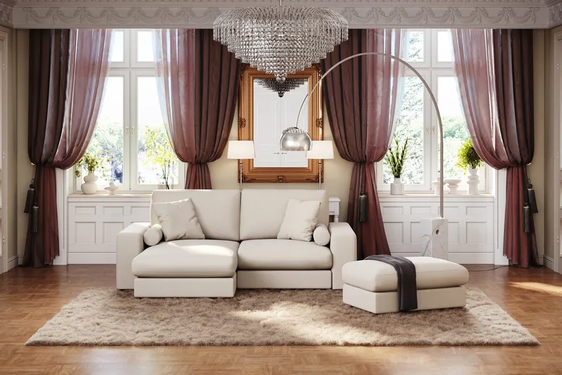 Arken Lyx Rektangulær Fotskammel i stoff - Lys beige - Møbler - Stoler & lenestoler - Krakk - Fotskammel