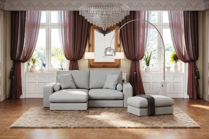 Arken Lyx Rektangulær Fotskammel i stoff - Lysegrå - Møbler - Stoler & lenestoler - Krakk - Fotskammel