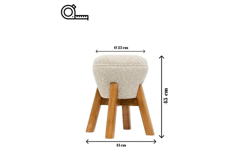 Brenric Howard fotpall 38 cm - Krem/Valnøtt - Møbler - Stoler & lenestoler - Krakk - Fotskammel