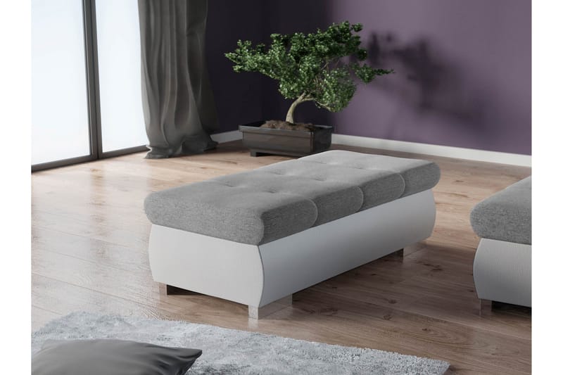 Cerys Fotskammel 120 cm - Hvit / Grå - Møbler - Stoler & lenestoler - Krakk - Fotskammel