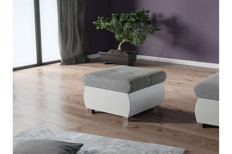 Cerys Fotskammel 60 cm - Hvit / Grå - Møbler - Stoler & lenestoler - Krakk - Fotskammel