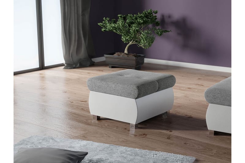Cerys Fotskammel 60 cm - Hvit / Grå - Møbler - Stoler & lenestoler - Krakk - Fotskammel