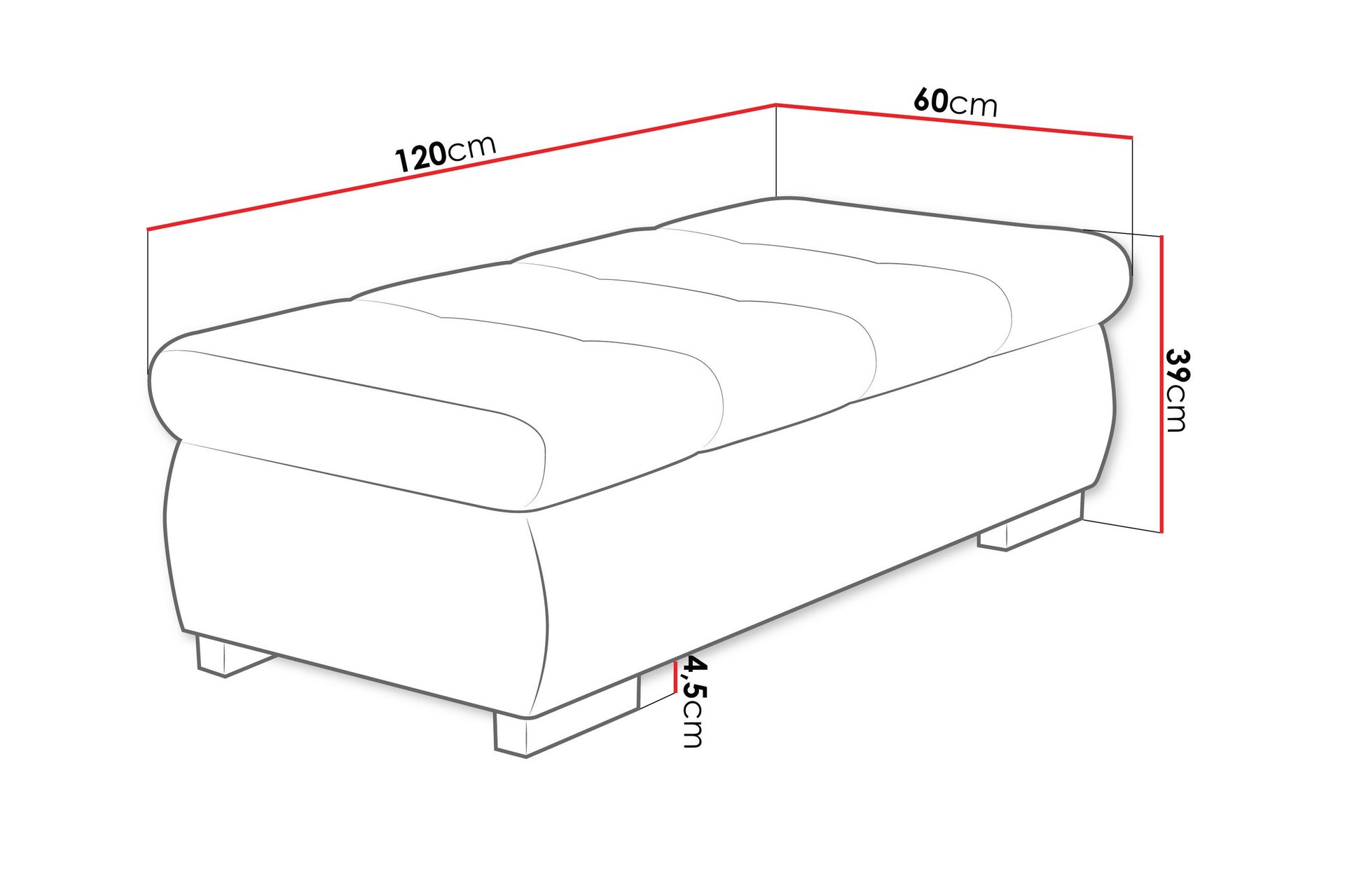 Cerys Fotskammel 60 cm - Svart/Grå - Møbler - Stoler & lenestoler - Krakk - Fotskammel