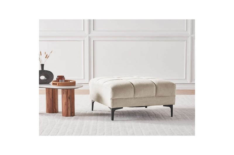 Fotpall Alnes Beige/svart - Beige/svart - Møbler - Stoler & lenestoler - Krakk - Fotskammel