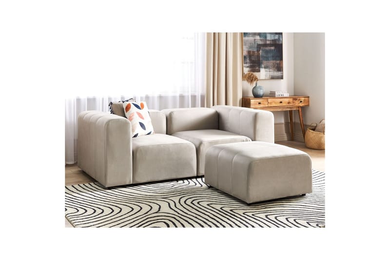 Fotpall Falsterbo Beige, Fløyel - Beige, Fløyel - Møbler - Stoler & lenestoler - Krakk - Fotskammel