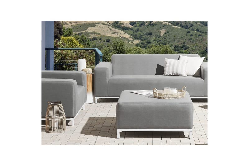 Fotpall Rovigo Grå/hvit - Grå/hvit - Møbler - Stoler & lenestoler - Krakk - Fotskammel