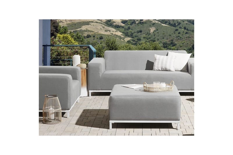 Fotpall Rovigo Lys grå/hvit - Lys grå/hvit - Møbler - Stoler & lenestoler - Krakk - Fotskammel