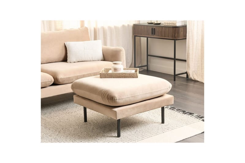 Fotpall Vinterbro Beige/svart, Fløyel - Beige/svart, Fløyel - Møbler - Stoler & lenestoler - Krakk - Fotskammel