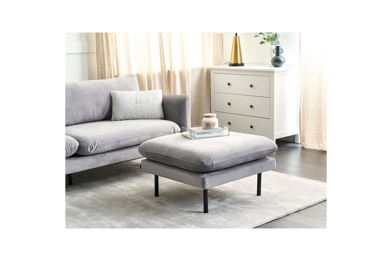 Fotpall Vinterbro Grå/svart, Fløyel - Grå/svart, Fløyel - Møbler - Stoler & lenestoler - Krakk - Fotskammel