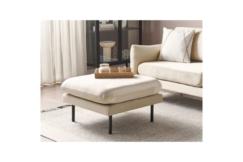 Fotpall Vinterbro Lysebeige/svart, Fløyel - Lysebeige/svart, Fløyel - Møbler - Stoler & lenestoler - Krakk - Fotskammel