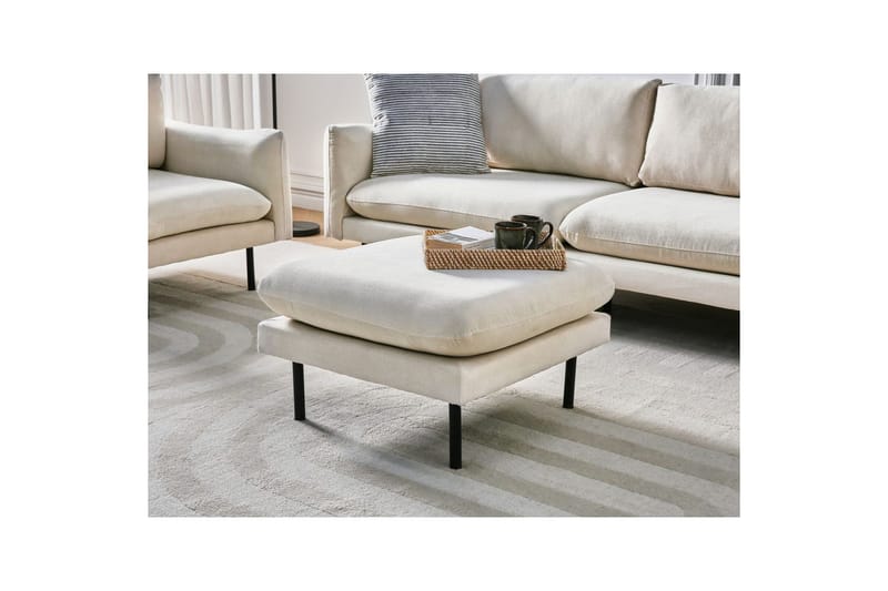 Fotpall Vinterbro Lysebeige/svart, Polyester - Lysebeige/svart, Polyester - Møbler - Stoler & lenestoler - Krakk - Fotskammel