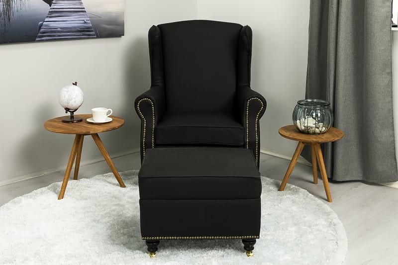 Amiral Fotskammel 55x45 cm - Svart PU - Møbler - Stoler & lenestoler - Krakk - Fotskammel