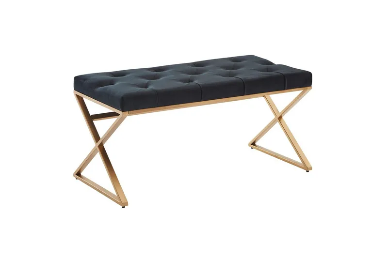 Benke Wohnling polstret Chesterfield-look med fløyelstrekk enkelt ramme, enkelt ramme