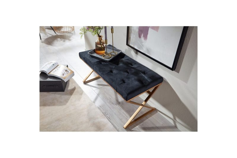 Benke Wohnling polstret Chesterfield-look med fløyelstrekk enkelt ramme - enkelt ramme - Møbler - Stoler & lenestoler - Krakk - Fotskammel - Chesterfield fotskammel