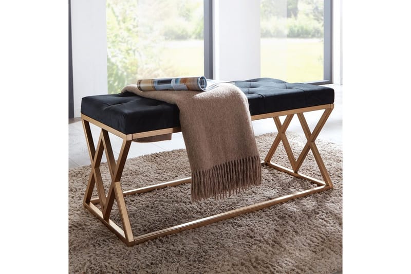 Benke Wohnling polstret Chesterfield-look med fløyelstrekk dobbel ramme - dobbel ramme - Møbler - Stoler & lenestoler - Krakk - Fotskammel - Chesterfield fotskammel