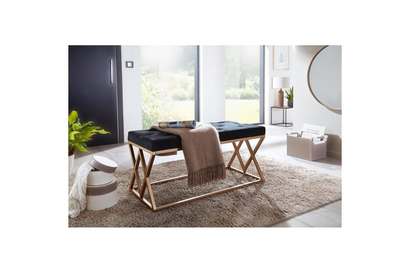 Benke Wohnling polstret Chesterfield-look med fløyelstrekk dobbel ramme - dobbel ramme - Møbler - Stoler & lenestoler - Krakk - Fotskammel - Chesterfield fotskammel